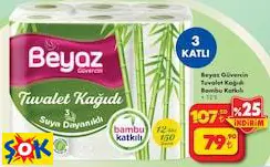 BEYAZ GÜVERCİN TUVALET KAĞIDI BAMBU KATKILI 12'Lİ